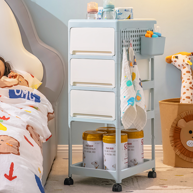 婴儿用品置物架小推车宝宝储物架移动床头卧室奶粉罐收纳架