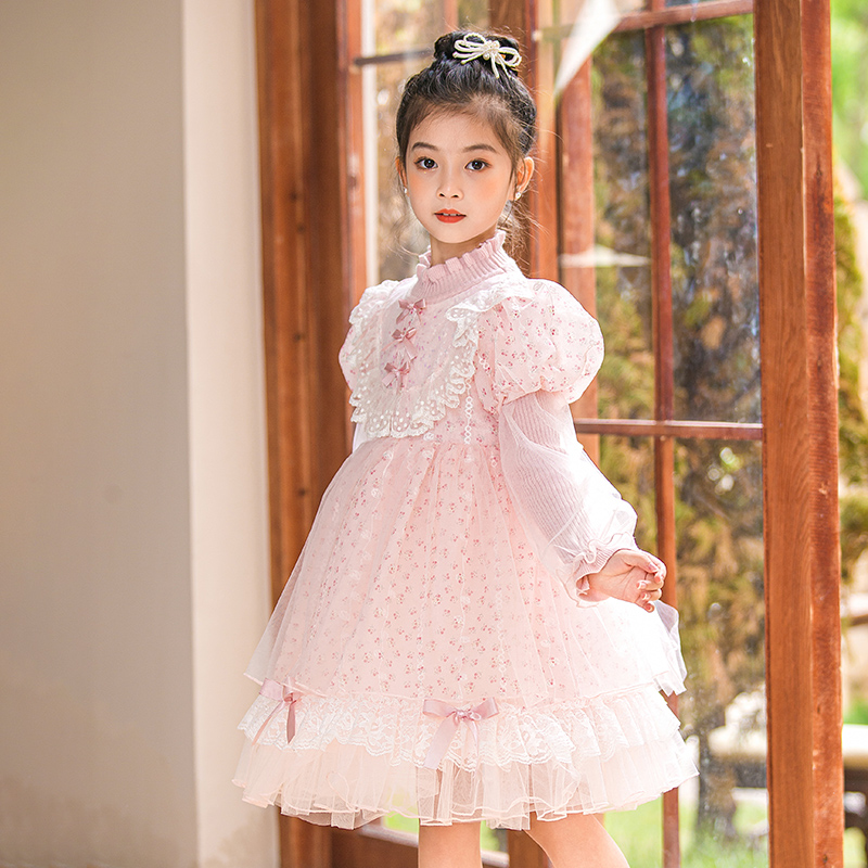 宝长袖儿童子韩版洋气2023毛衣童装新款女孩女公主裙款连衣裙子