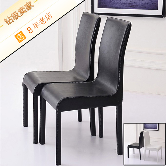 特价时尚简约现代皮餐椅酒店餐厅餐桌椅办公家用黑白色靠背椅凳子