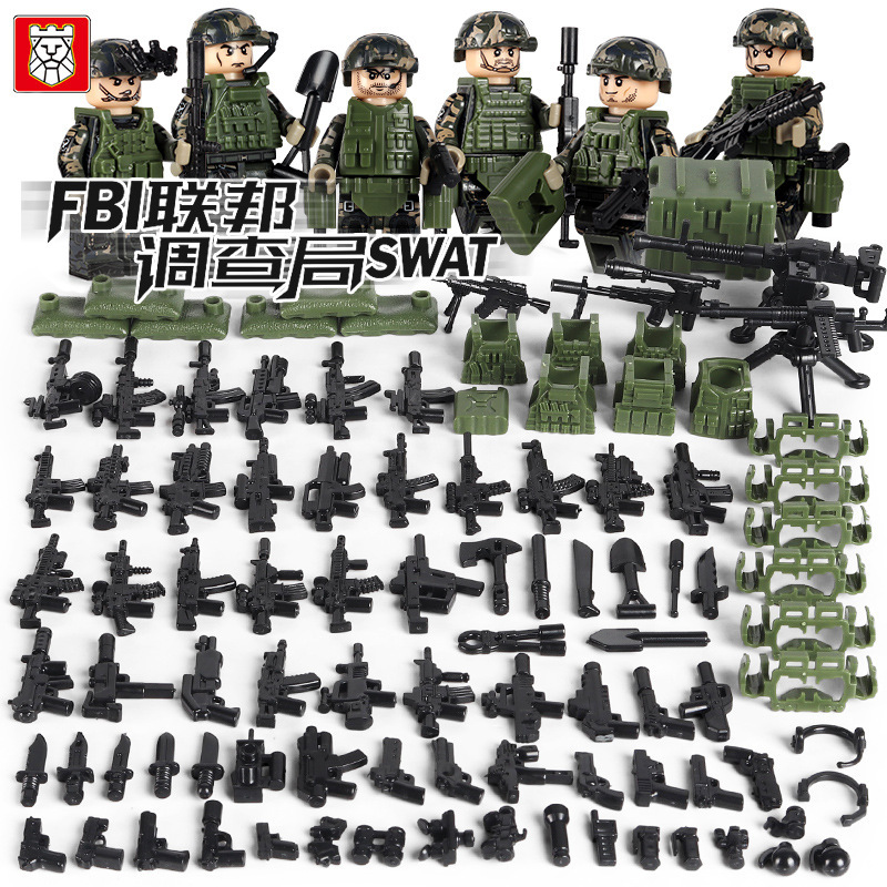 军事积木小人仔士兵军人特种部队战争系列小颗粒儿童益智拼装玩具