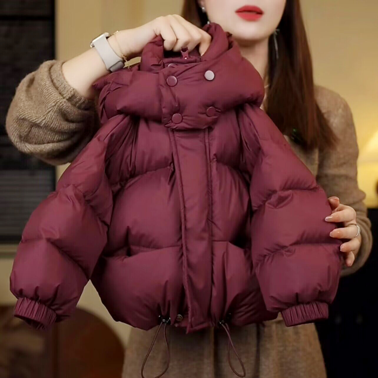 韩国童装儿童羽绒服连帽面包服女童男童宝宝短款加厚白鸭绒冬装