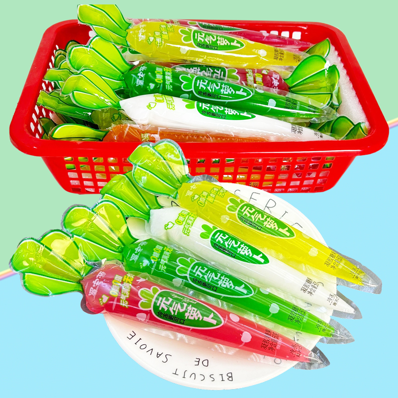 网红儿童创意0糖0脂元气萝卜造型水果味果冻布丁夏日小卖部零食