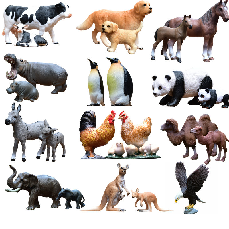 仿真动物模型玩具套装玩偶摆件家禽小奶牛马野生动物玩具大象熊狗