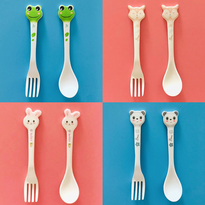 宝宝勺子学吃饭23岁创意可爱卡通长柄幼儿园家用训练儿童勺叉餐具