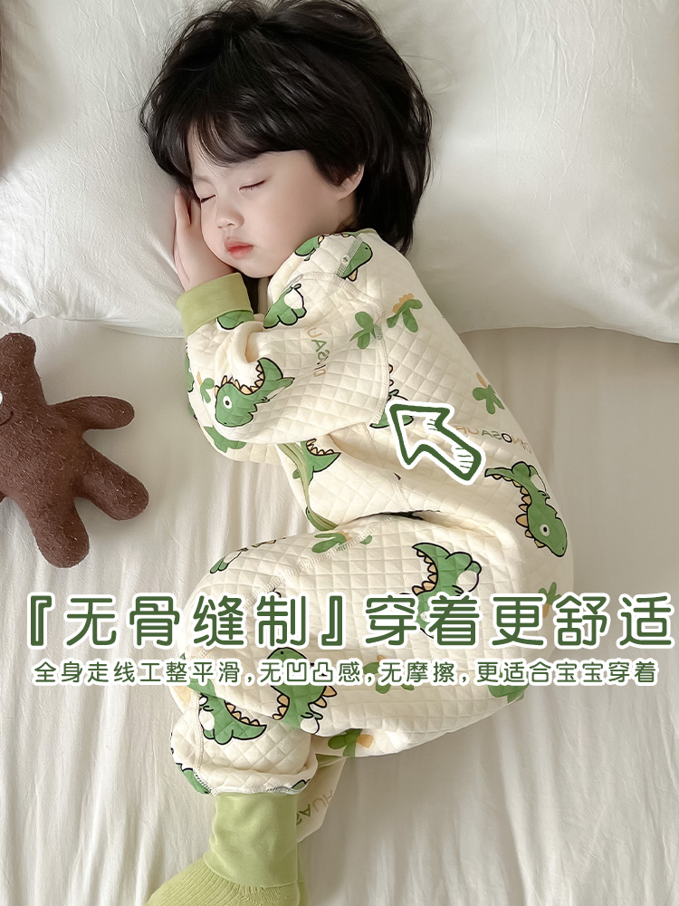 睡袋婴儿春秋款夹棉儿童连体睡衣中大童冬季加厚睡觉防踢被子神器