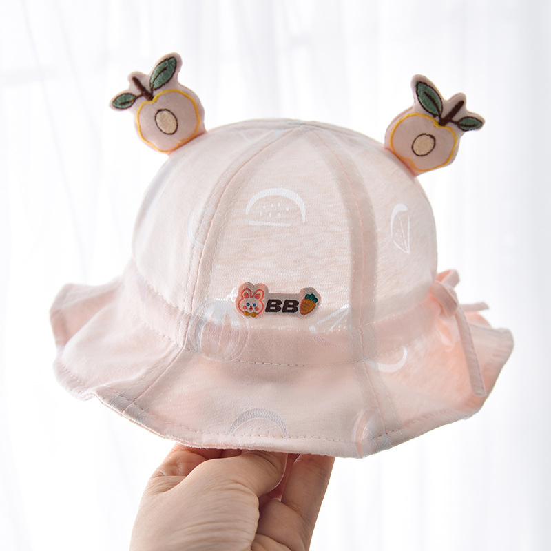 婴儿帽子夏季薄i款网眼宝宝遮阳帽可爱超萌婴幼儿可调节渔夫帽防