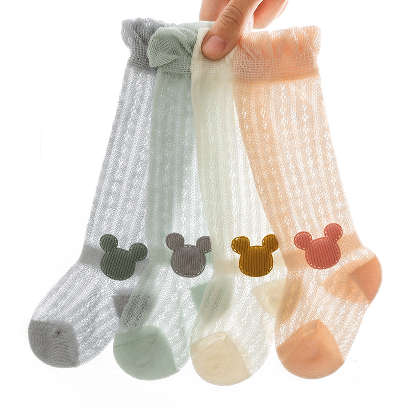 婴儿长筒袜夏宝宝袜子夏季薄款春秋纯棉0-3月1岁防蚊空调袜过膝高