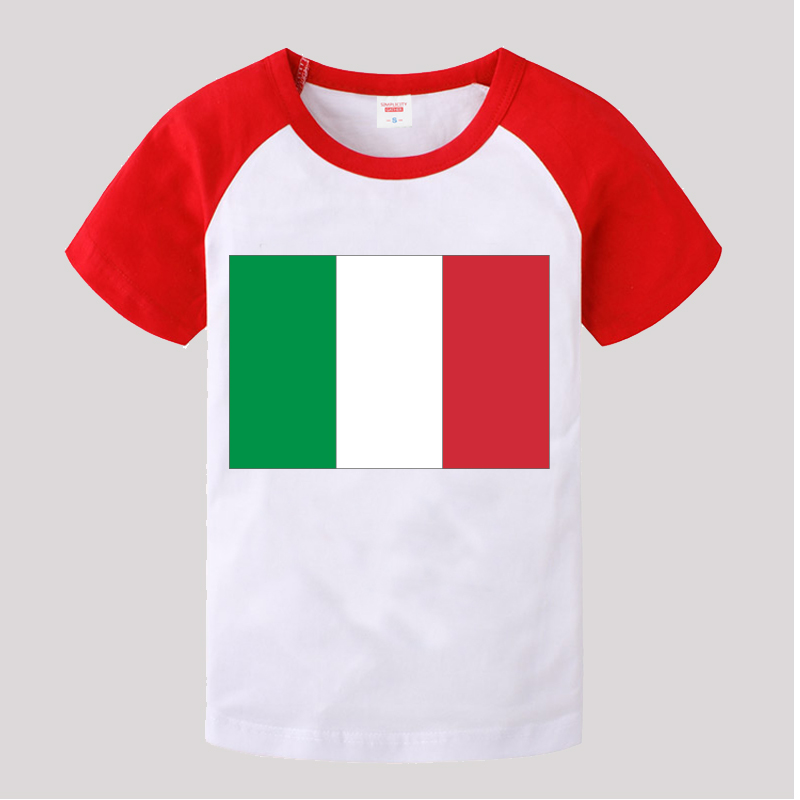 意大利国旗 短袖t恤男女儿童班服小学生表演活动文化衫上衣服装宝