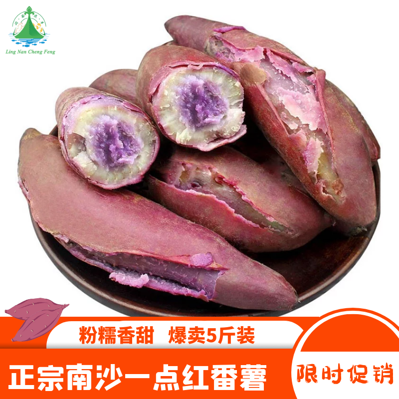 一点红蕃薯糯甜带咸粉而不干紫皮黄肉地瓜广东广州南沙万顷沙特产