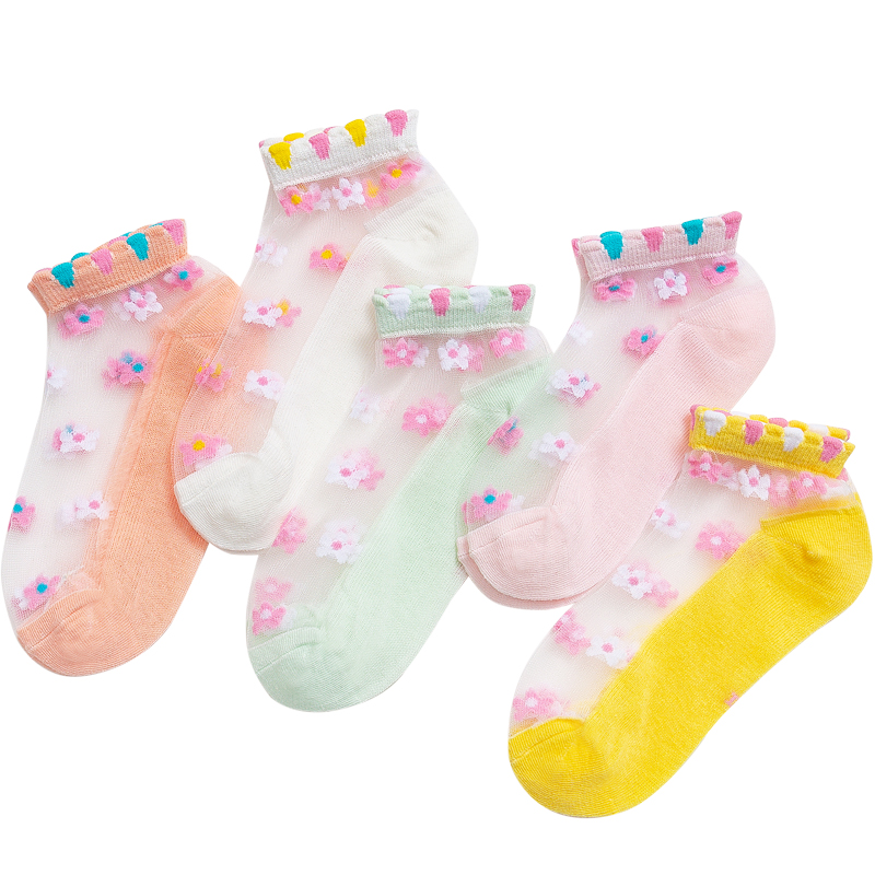袜子儿童丝袜女童超薄款水晶袜夏天透气冰丝夏季婴儿男宝宝网眼袜