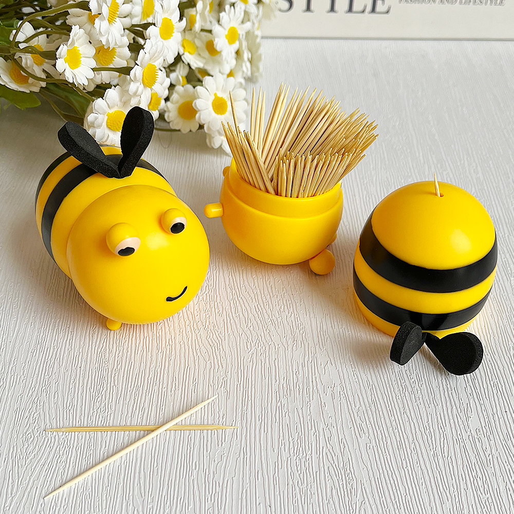 创意可爱牙签罐个性小蜜蜂家用桌面摆件牙签盒餐桌饭店专用牙签筒