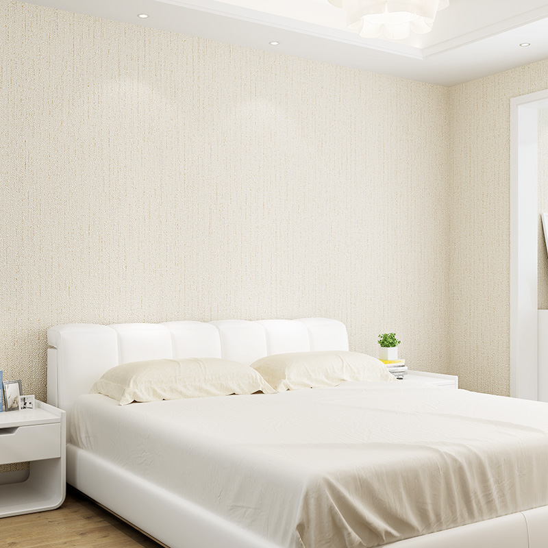 定制现代简约素色无纺布墙纸客厅卧室亚麻工程壁纸纯色温馨背景墙