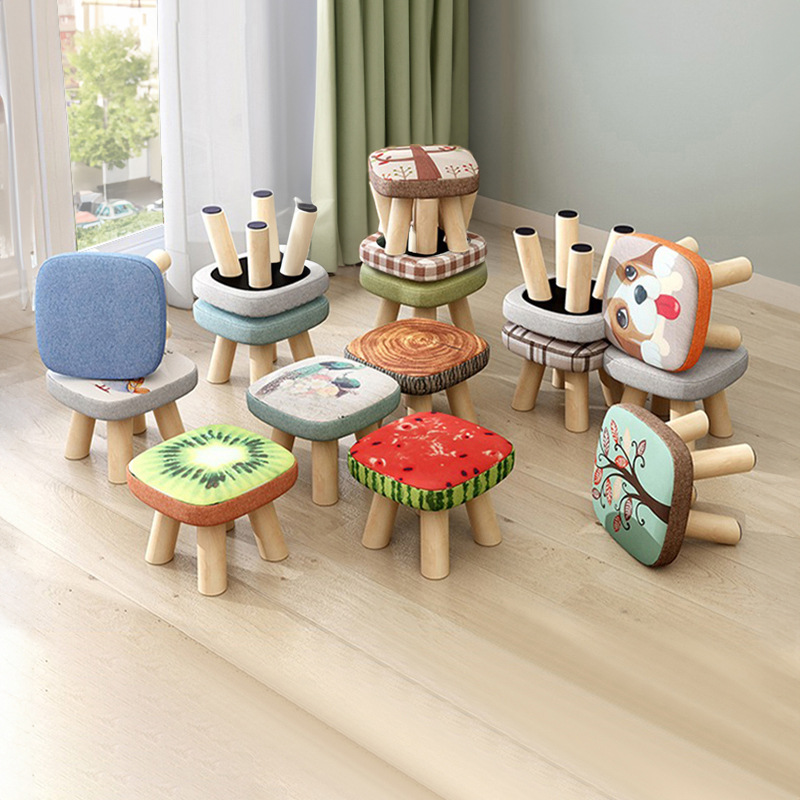 小凳子家用小椅子时尚换鞋圆凳成人沙发凳宝宝矮凳创意实木小板凳