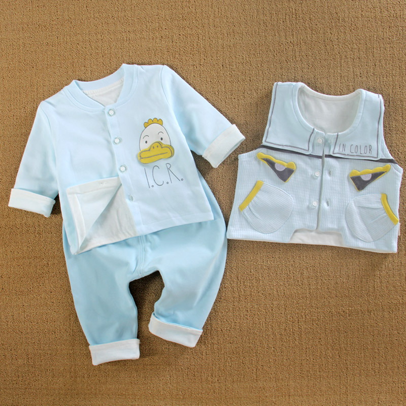 两3个月6女婴儿衣服分体季纯棉婴幼儿秋款男宝宝装三件套装春外穿