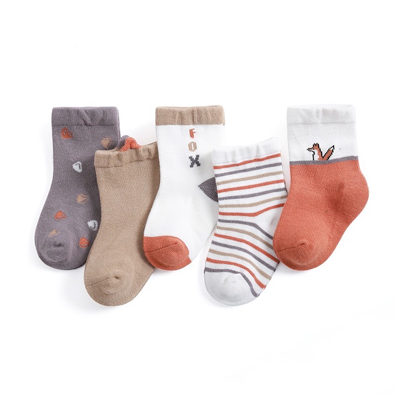馨颂儿童袜子五双装纯棉新生儿宝宝袜子男女童婴幼儿中筒袜