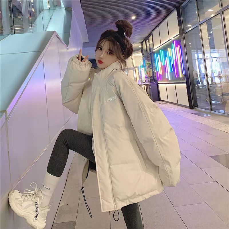克兰因蓝羽绒棉服女冬季2023新款韩版宽松简约学生加厚面包服外套