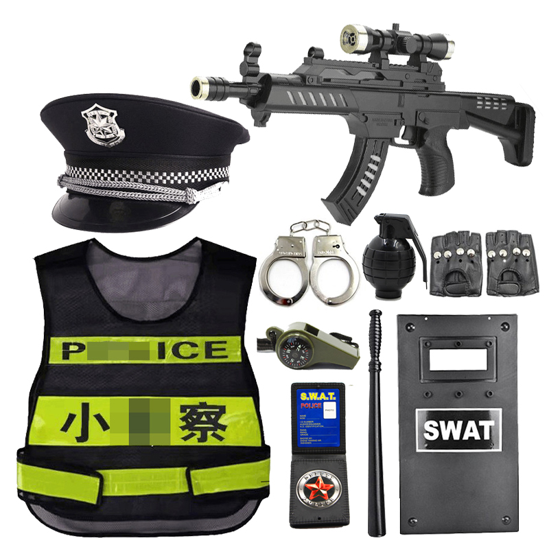儿童小警察玩具套装黑猫警长帽子衣男孩特种兵作战装备衣服玩具枪