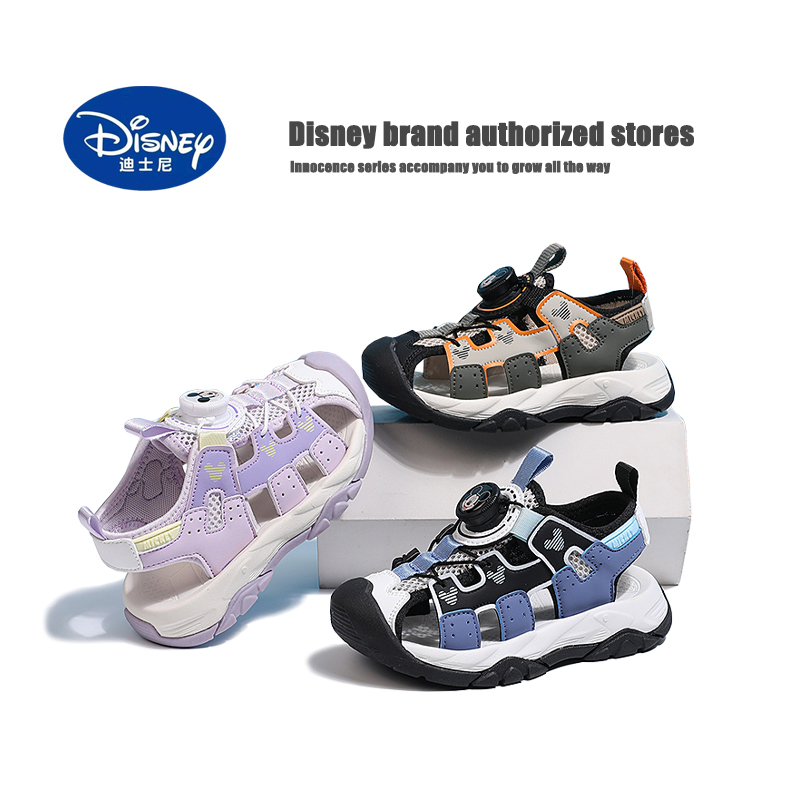 迪士尼女童凉鞋夏款男童包头软底2024新款儿童鞋轻便运动沙滩鞋子