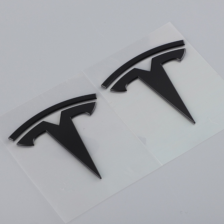 特斯拉黑色车标ABS贴适用于model3毛豆专用银色标前后黑色标识贴