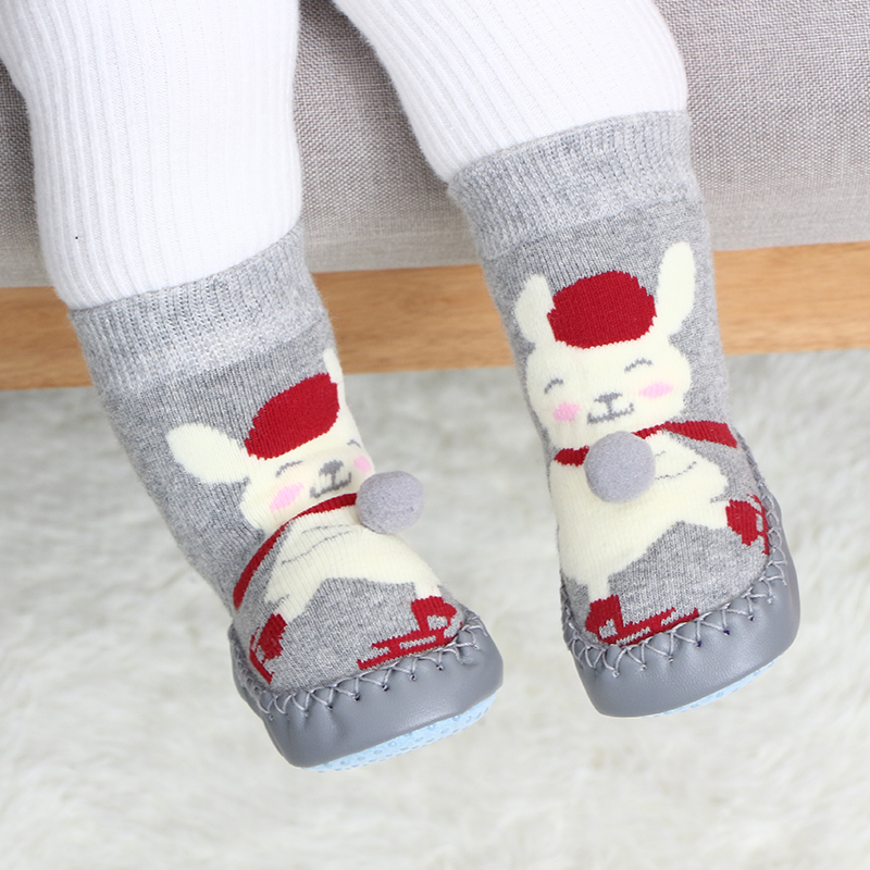 宝宝鞋袜0-1岁3秋冬婴儿袜子加绒厚保暖防滑地板袜男女小童学步袜