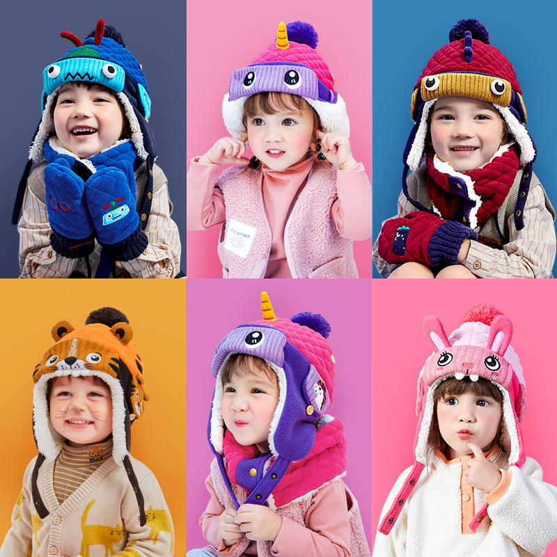 儿童帽子虎头帽秋冬款男童女童加绒婴儿护耳帽柠檬宝宝老虎雷锋帽