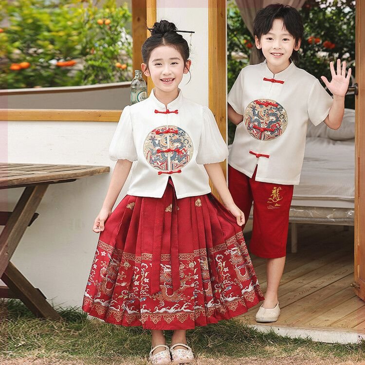 2024新款男女童中国风古装表演服儿童汉服套装学校活动演出服唐装