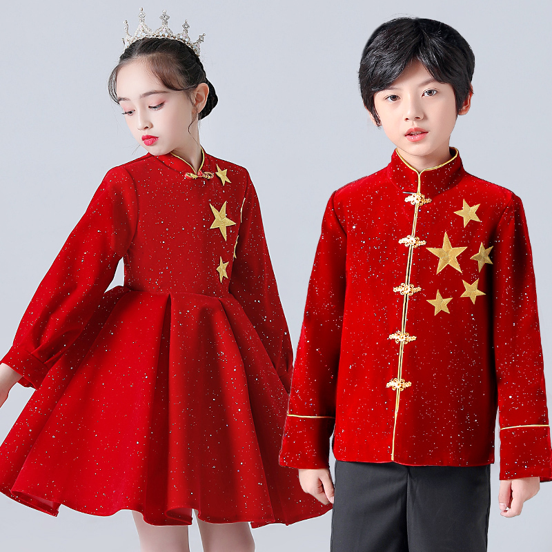儿童合唱演出服中小学生诗歌朗诵爱国唱红歌校庆男童少儿表演服装
