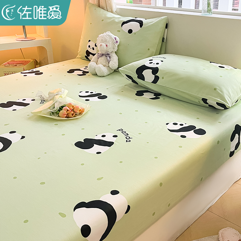 熊猫儿童纯棉床笠100全棉床罩单件卡通榻榻米上下铺1.5床垫保护套