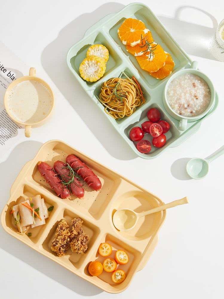 陶瓷分格餐盘创意儿童早餐盘一人食大人减脂分餐隔盘子月子餐餐具