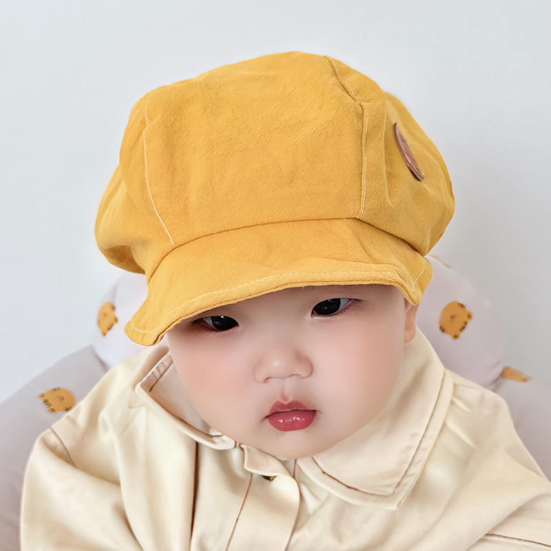 韩国可爱婴儿帽子遮阳薄款儿童小黄帽夏季纯棉鸭舌帽宝宝贝雷帽萌