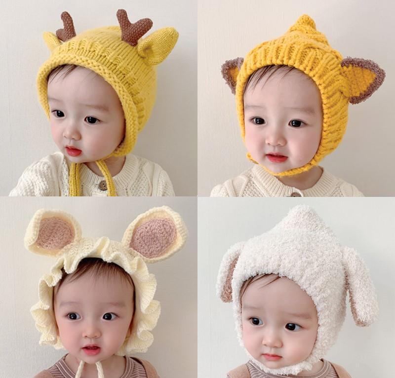 婴儿脑子帽秋冬天新生女宝宝保暖男孩韩版0，3个月秋冬季帽子可爱