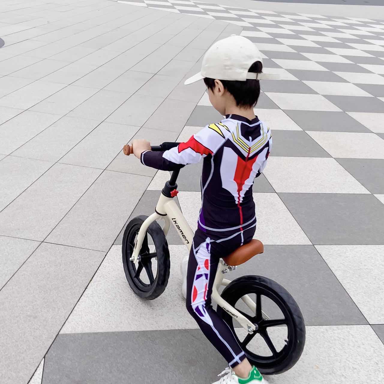 2023新秋冬男女童修身套头骑行服速干长袖套装滑步车平衡车服定制