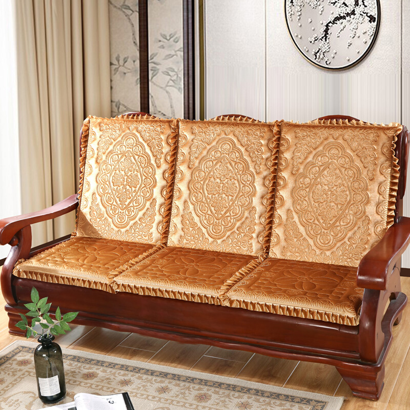 实木沙发垫带靠背连体老式加厚海绵垫中式木质红木沙发防滑坐垫