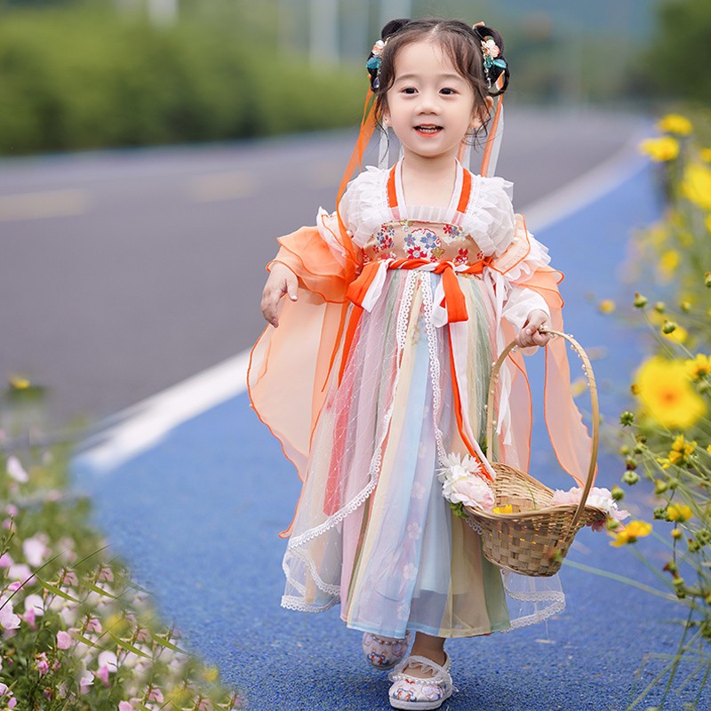 女童汉服夏款2024年新款小女孩中国风古风超仙连衣裙儿童唐装襦裙
