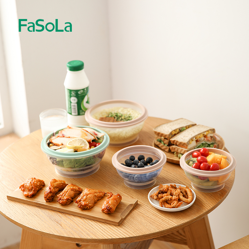 FaSoLa硅胶折叠碗方便外出耐高温伸缩户外旅行儿童多功能便携餐具