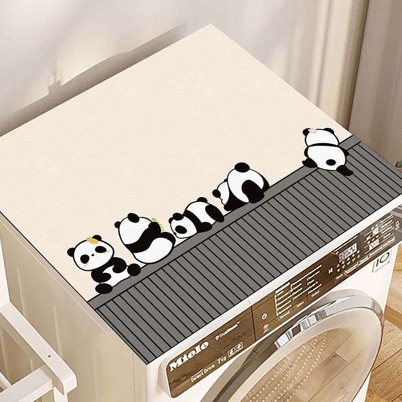 小熊猫滚筒式洗衣机盖垫防水防晒免洗奶油风微波炉罩冰箱床头柜垫