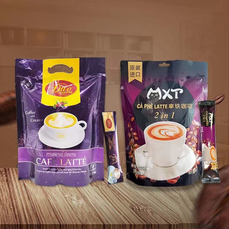 老挝DAO牌原进口2合1丝滑拿铁速溶咖啡无蔗糖360g/20小条袋装特产