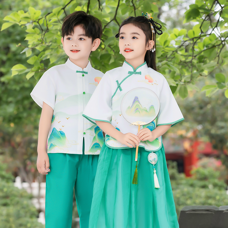 中国风小学生朗诵汉服男女童六一演出服儿童幼儿园合唱服表演服装