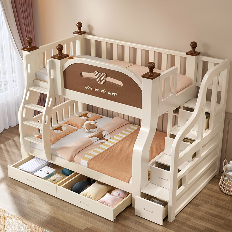 高低床双层床小户型上下床双人床上下铺儿童全实木大人组合母子床