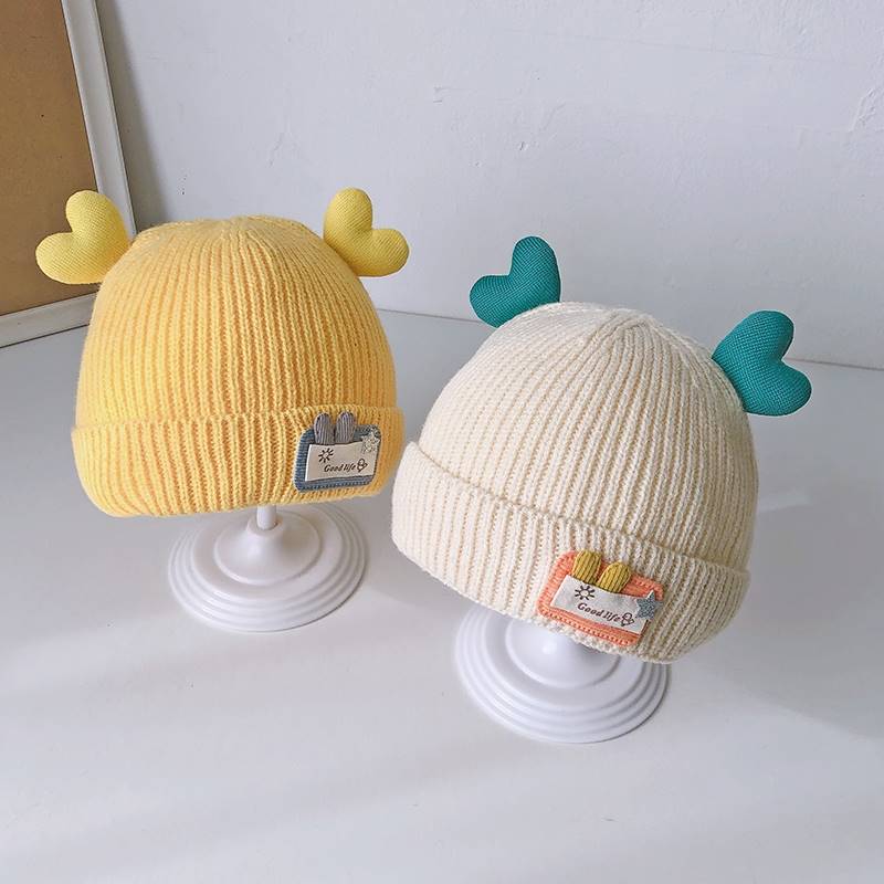 婴儿帽子秋冬季男女宝宝针织毛线帽可爱超萌保暖婴幼儿护耳套头帽