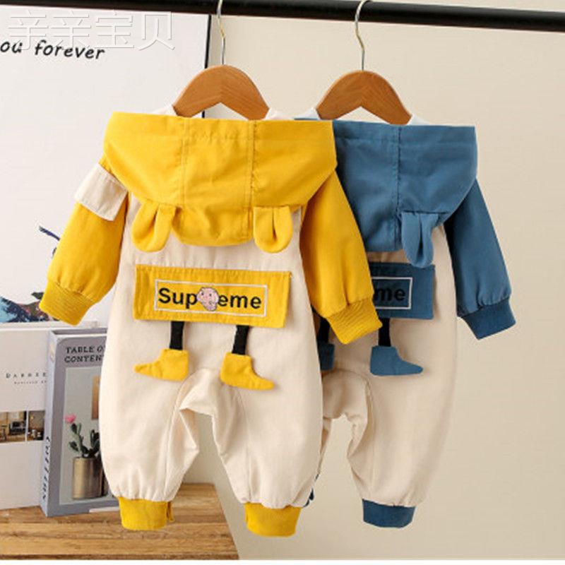 春秋202连体衣婴儿外穿新款装生新儿外抱服女男幼儿宝宝外套哈1。