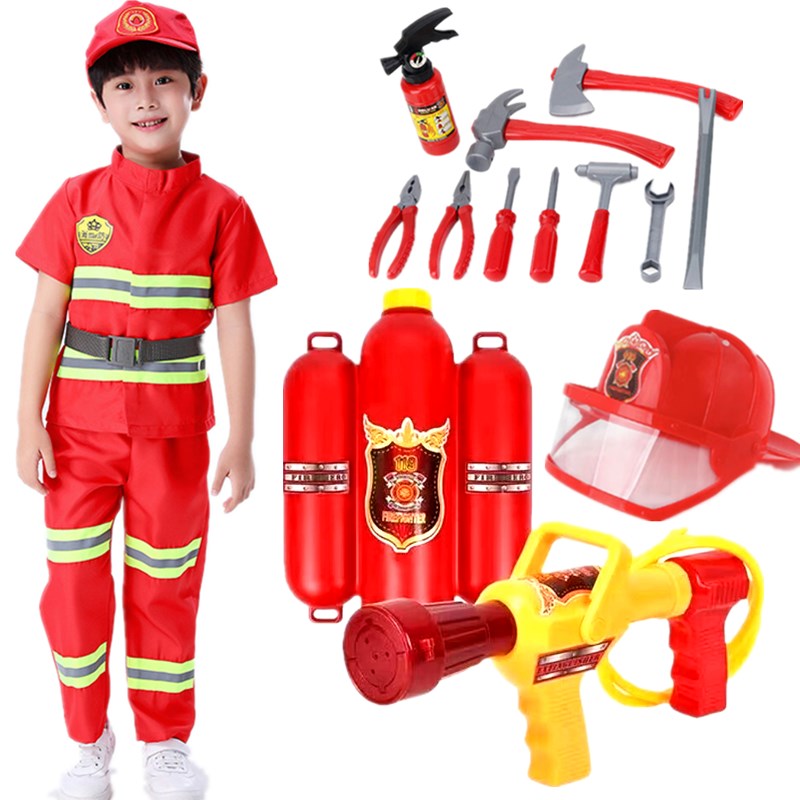 儿童男孩玩具水枪3到6岁以上演出服女男童礼物消防员消防服套装8