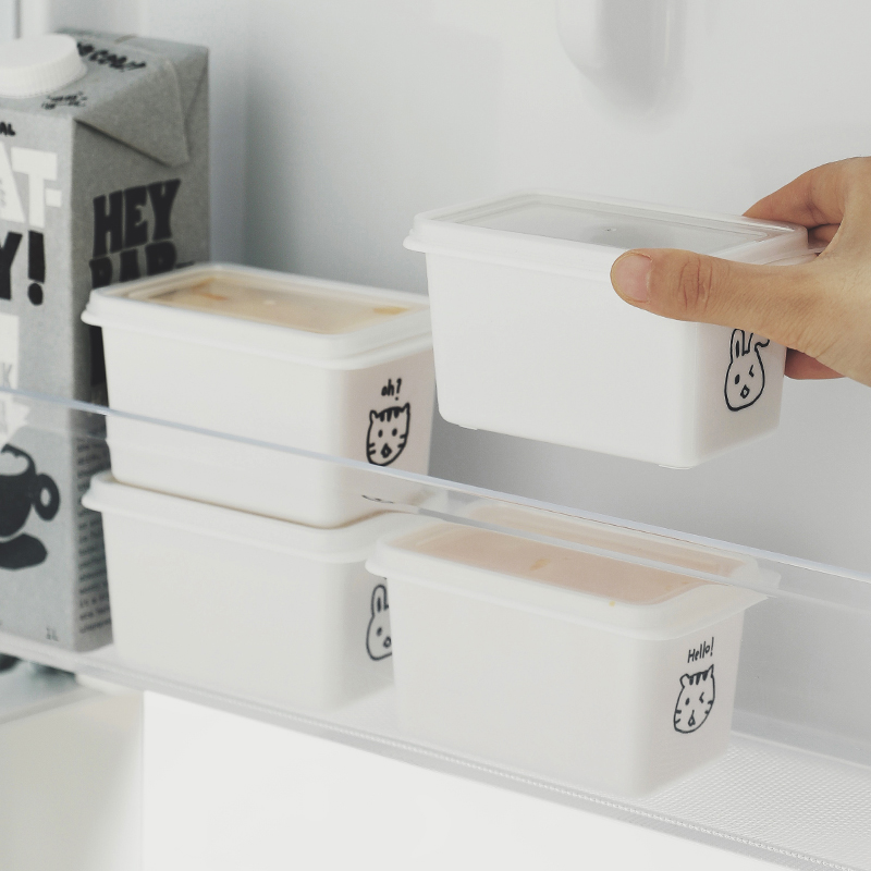 日本霜山食物保鲜盒塑料密封盒可爱水果盒冰箱收纳盒辅食盒2个入