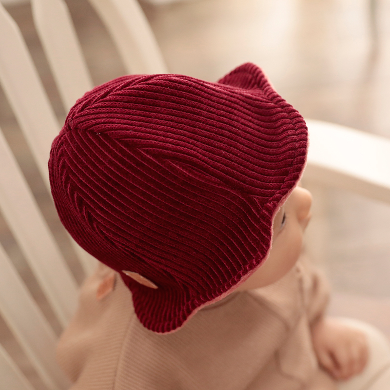 韩国进口婴儿帽子冬季儿童保暖帽可爱小宝宝渔夫帽加绒花边盆帽女