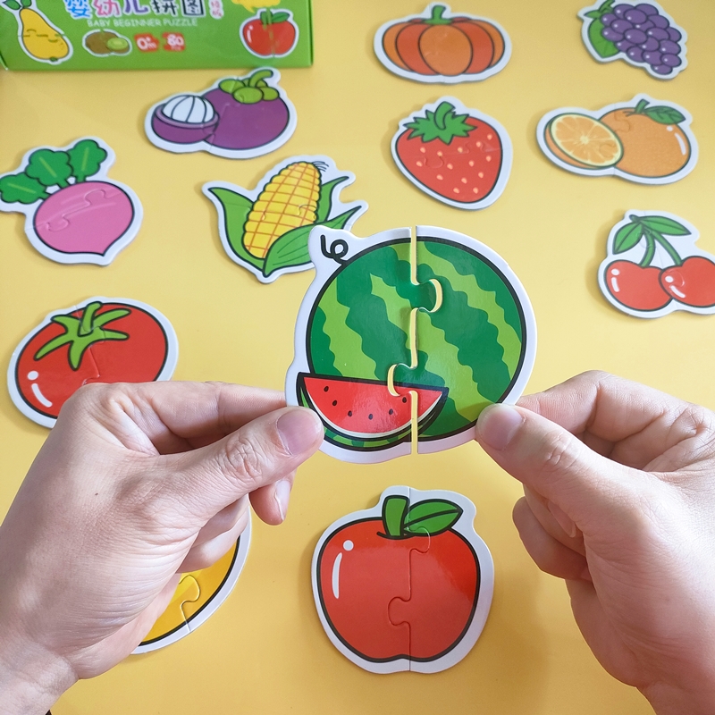2-3岁半以上宝宝启蒙早教入门级水果蔬菜大块配对平拼图益智玩具