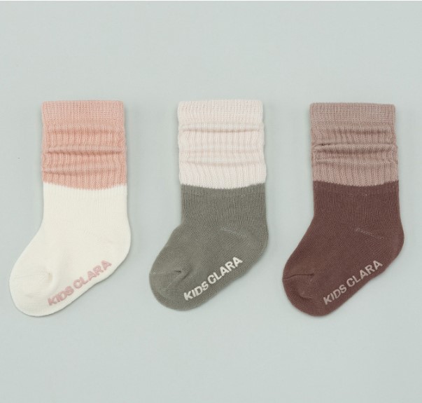 现货韩国进口新生婴儿中筒袜男女宝宝春秋撞色百搭松口弹力长筒袜