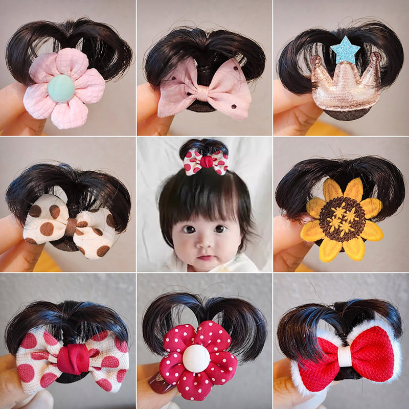 宝宝假发头饰儿童公主0-1岁婴儿汗毛夹发量少韩国婴幼儿胎毛发夹