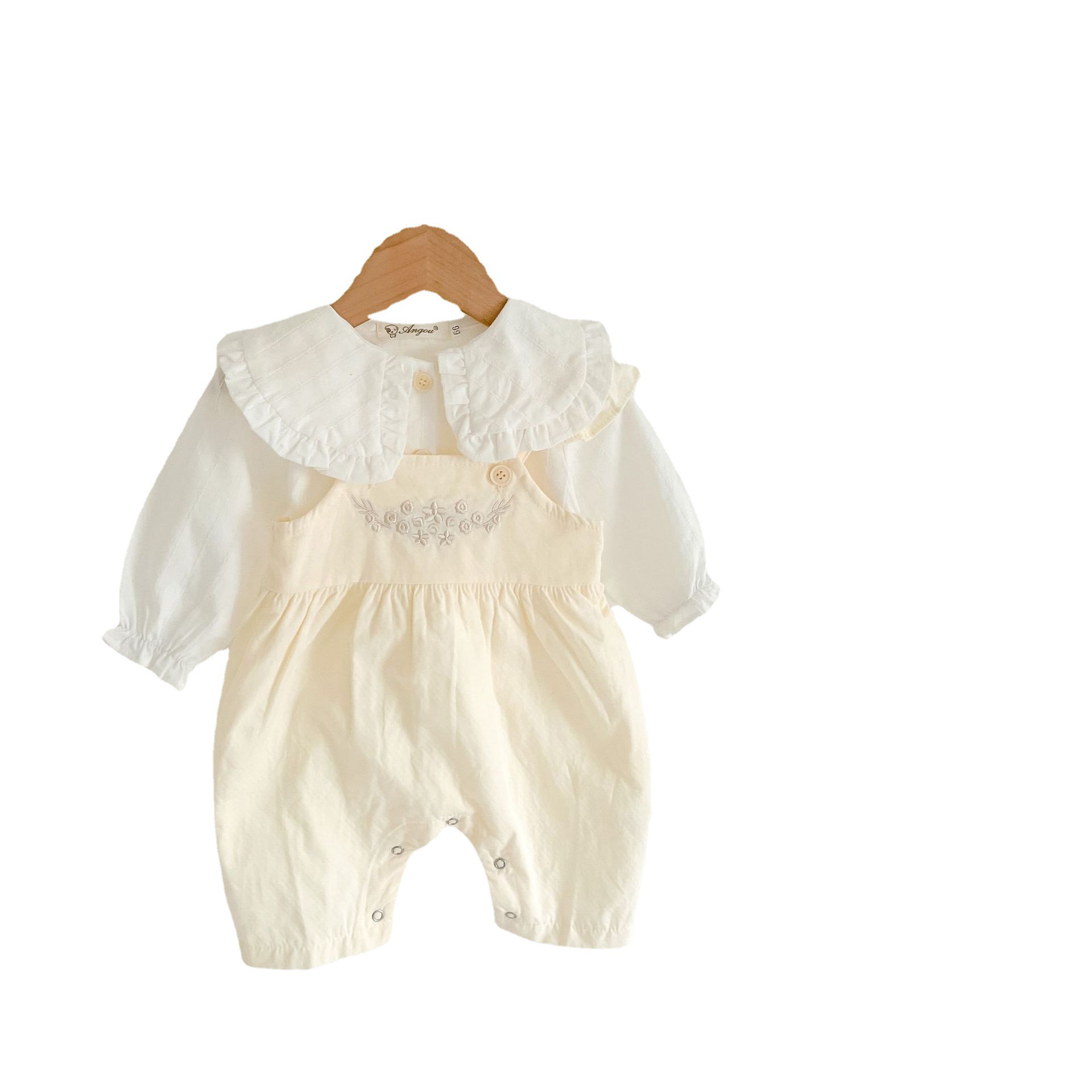 女宝宝春装婴儿衣服连体洋气超萌背带裤两件套一岁外出套装春秋季