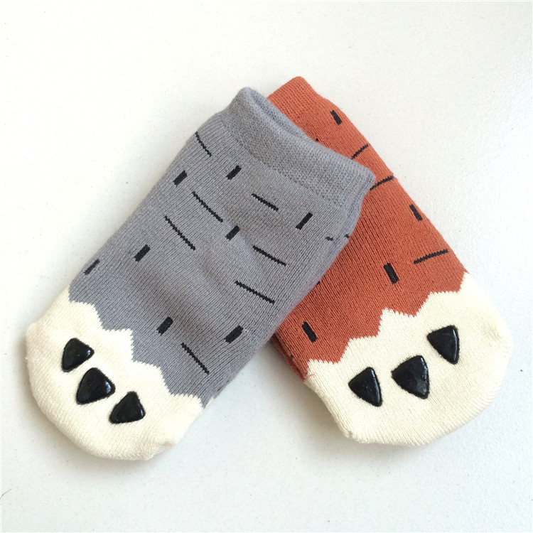 宝宝加厚熊爪袜秋冬季Q1儿童卡通保暖可爱棉袜子防滑粒男童婴儿袜