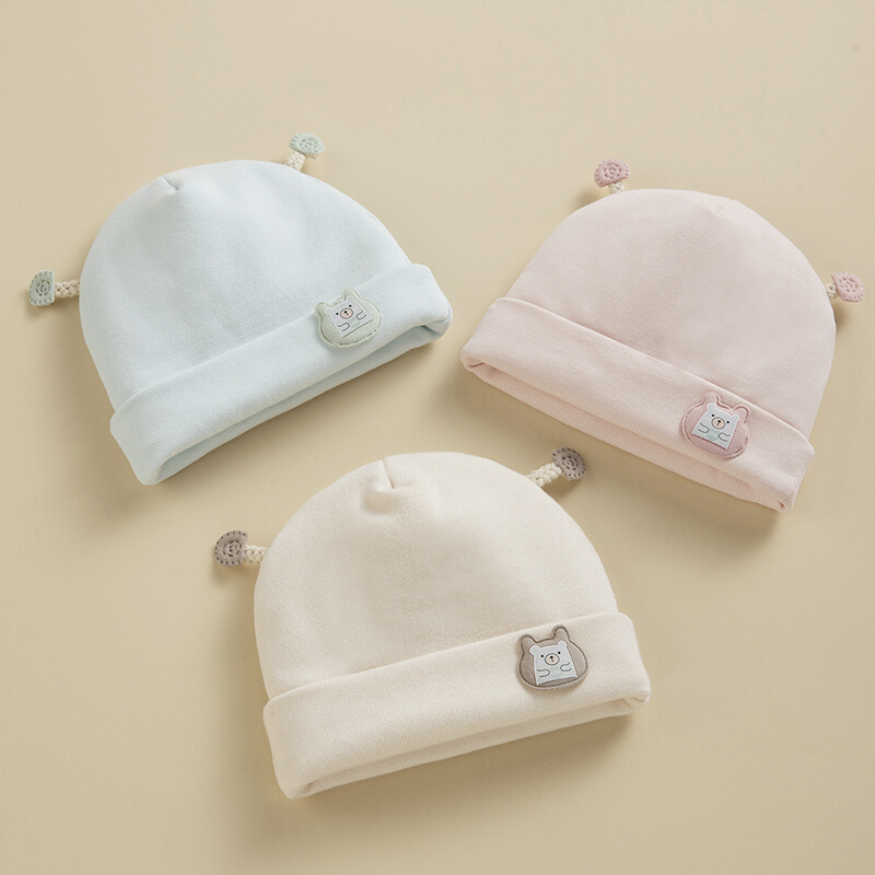 婴儿帽子秋冬款新生幼儿0一1岁小月龄男女宝宝套头帽可爱冬季胎帽